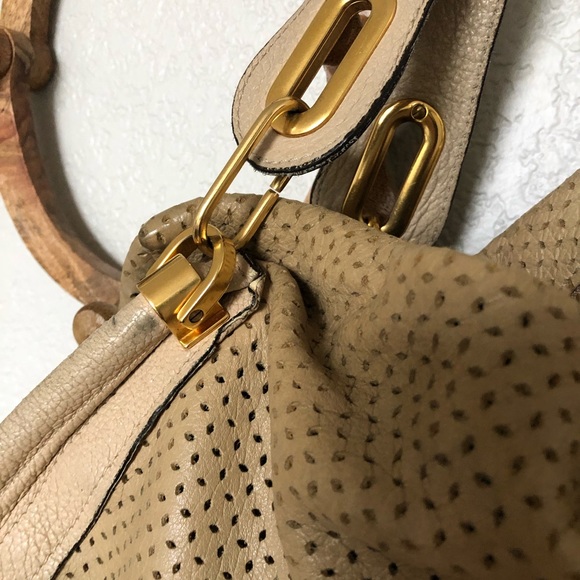 ✨CHLOE PARATAY PERFORATED CREAM LARGE BAG PRE 💓 CONDITION ✨ LOTS OF LIFE LEFT ✨ - Picture 7 of 13